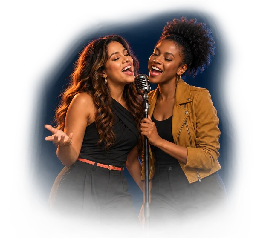 Women singing at Open Mic Night